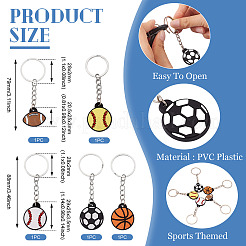 5Pcs 5 Styles PVC Plastic Keychains&nbsp;KEYC-TA0001-49