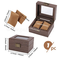 2-Slot Wood Covered with PU Leather Watch Storage Boxes with Glass Visible Window Hinged Lids and Lint Pillows Inside&nbsp;CON-WH0113-10A
