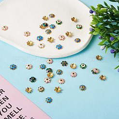 60Pcs 10 Style Alloy Enamel Bead Caps&nbsp;FIND-YS0001-16