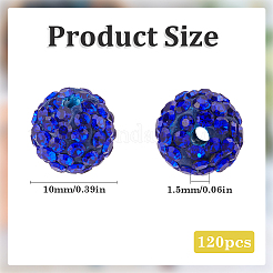 120Pcs Pave Disco Ball Beads&nbsp;RB-SC0001-13C