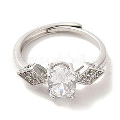Brass Micro Pave Cubic Zirconia Rings for Women&nbsp;RJEW-E295-43P