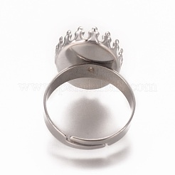 Adjustable 304 Stainless Steel Finger Rings Components&nbsp;STAS-WH0014-04A