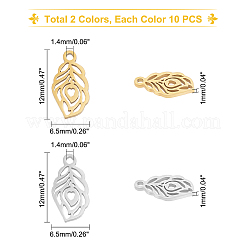 20Pcs 2 Colors 201 Stainless Steel Charms&nbsp;STAS-DC0008-12