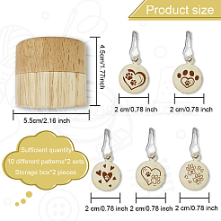 20Pcs 10 Style Round Wood Locking Stitch Markers&nbsp;TOOL-WH0057-001