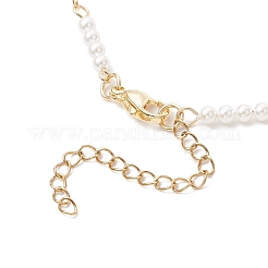 Transparent Glass & Round Shell Pearl Beaded Necklaces&nbsp;NJEW-JN05250