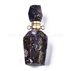 Assembled Synthetic Pyrite and Imperial Jasper Openable Perfume Bottle Pendants&nbsp;G-R481-15D