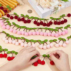 4 Sets 4 Colors Wool Felt Ball Cherry Garland&nbsp;AJEW-OC0005-64