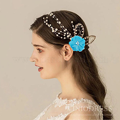 30Pcs Polyester & Plastic Imitation Pearl & Rhinestone Flower Ornament Accessories&nbsp;DIY-SP0006-06B