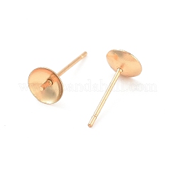 304 Stainless Steel Post Stud Earring Settings For Half Drilled Beads&nbsp;STAS-H558-06G