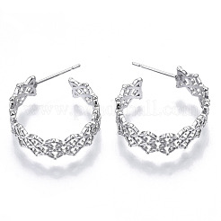 Brass Half Hoop Earrings&nbsp;KK-N232-114P-NF