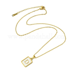 Ion Plating(IP) Rectangle with Initial Letter 304 Stainless Steel Pendant Necklace&nbsp;NJEW-R265-04G-D