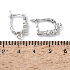 Brass Micro Pave Clear Cubic Zirconia Hoop Earring Findings&nbsp;KK-Z143-05P