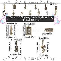 78Pcs 13 Styles Tibetan Style Alloy Pendants&nbsp;FIND-SC0006-81