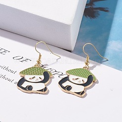 Panda Alloy Enamel Dangle Earrings&nbsp;EJEW-JE04773