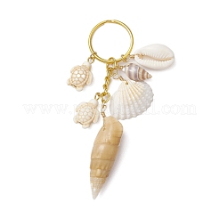 Ocean Style Natural Shell with Synthetic Turquoise Keychains&nbsp;KEYC-JKC01231-01