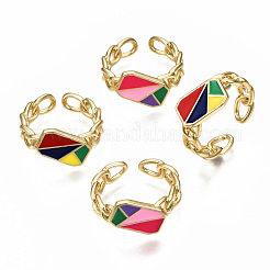 Brass Enamel Cuff Rings&nbsp;RJEW-N035-005-NF
