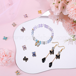 32Pcs 8 Colors Brass with Glass Charms&nbsp;KK-SC0003-58