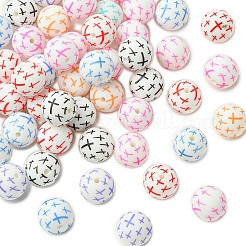 Round with Cross Food Grade Eco-Friendly Silicone Focal Beads&nbsp;SIL-CJC0007-15