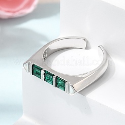 Brass Micro Pave Cubic Zirconia Cuff Open Rings for Women&nbsp;RJEW-L343-02P-02