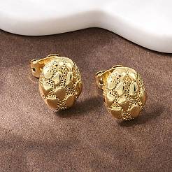 Brass Oval Stud Earrings&nbsp;EJEW-F400-24B-G