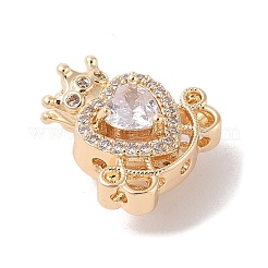 Golden Brass Micro Pave Cubic Zirconia Beads&nbsp;KK-B100-036G