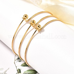 Screw End Ball 304 Stainless Steel Wire Bangle&nbsp;BJEW-F435-01G