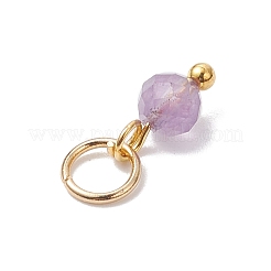 7Pcs 7 Colors Synthetic Turquoise & Natural Green Aventurine & Amethyst & Red Agate & Red Jasper & Tiger Eye & Lapis Lazuli Faceted Round Chakra Charms&nbsp;PALLOY-JF04564-01