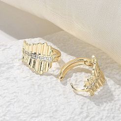 Brass Clear Cubic Zirconia Hoop Earrings&nbsp;EJEW-Q014-17G