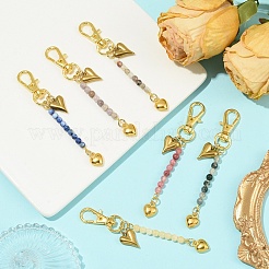6Pcs Natural Gemstone & Alloy Pendant Decorations&nbsp;HJEW-YW00329