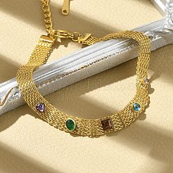 304 Stainless Steel Mesh Chain Bracelets for Women&nbsp;BJEW-P348-01E-G