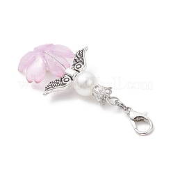 Flower Acrylic & ABS Plastic Imitation Pearl Pendant Decorations&nbsp;HJEW-JM03529-01