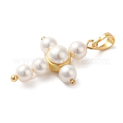 Rack Plating Brass & Acrylic Pearl Pendants&nbsp;KK-G488-04G
