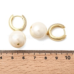 Round Brass Micro Pave Clear Cubic Zirconia Hoop Earrings&nbsp;EJEW-H180-01A-G