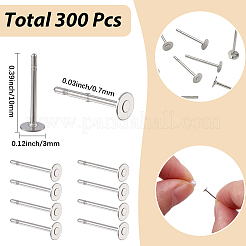 300Pcs 316 Surgical Stainless Steel Flat Round Blank Peg Stud Earring Settings&nbsp;STAS-SC0021-54