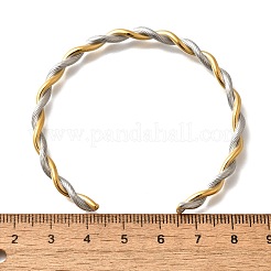 304 Stainless Steel Twisted Rope Shape Cuff Bangles for Women&nbsp;BJEW-C091-02D-GP