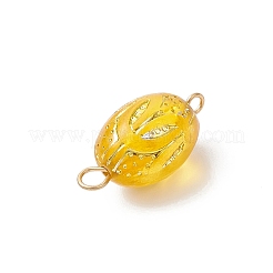 Golden Metal Enlaced Plating Acrylic Oval Connector Charms&nbsp;PALLOY-JF04347
