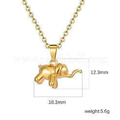 Stainless Steel Cable Chain Baby Elephant Pendant Necklaces&nbsp;PW-WG99660-01