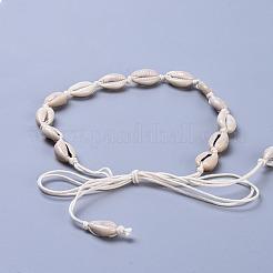 Adjustable Cowrie Shell Beads Beaded Necklaces&nbsp;NJEW-JN02394