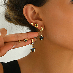 3 Pairs Stainless Steel Shell Dangle Earring & Stud Earring Sets&nbsp;DA7040