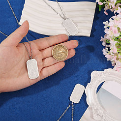 4Pcs Stainless Steel Embossed Rectangle Tag Pendant Necklaces&nbsp;NJEW-CO0001-02P