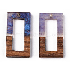 Transparent Resin & Walnut Wood Pendants&nbsp;RESI-ZX017-41