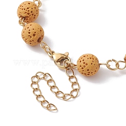 Dyed Natural Lava Rock Round Beaded Chain Bracelet Making&nbsp;AJEW-JB01206-02