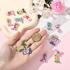 16Pcs 8 Colors Painted Glass Beads Enamel Beads&nbsp;BLOW-YW0001-01
