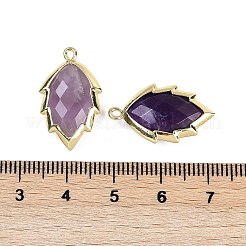 Natural Amethyst Faceted Leaf Pendants&nbsp;G-I375-04G-11