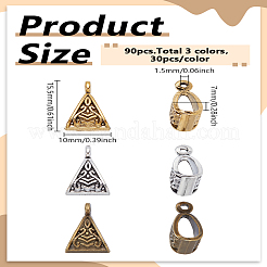 90Pcs 3 Colors Tibetan Style Alloy Tube Bails&nbsp;FIND-LP0007-18