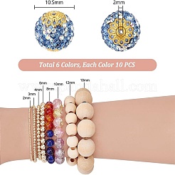 60Pcs 6 Color Handmade Polymer Clay Rhinestone Beads&nbsp;PORC-PH0001-38