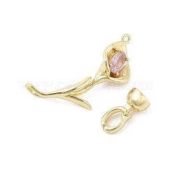 Brass Micro Pave Cubic Zirconia Fold Over Clasps&nbsp;KK-U059-08G