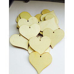 Unfinished Wood Heart Shape Discs Slices Pendants&nbsp;WOCR-PW0001-016B