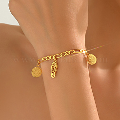 Fashionable Vintage Brass Coin & Embroidered Shoes Charm Bracelets&nbsp;YO5968