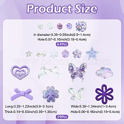 100Pcs 19 Styles Transparent & Opaque Acrylic Beads&nbsp;MACR-FS0002-37